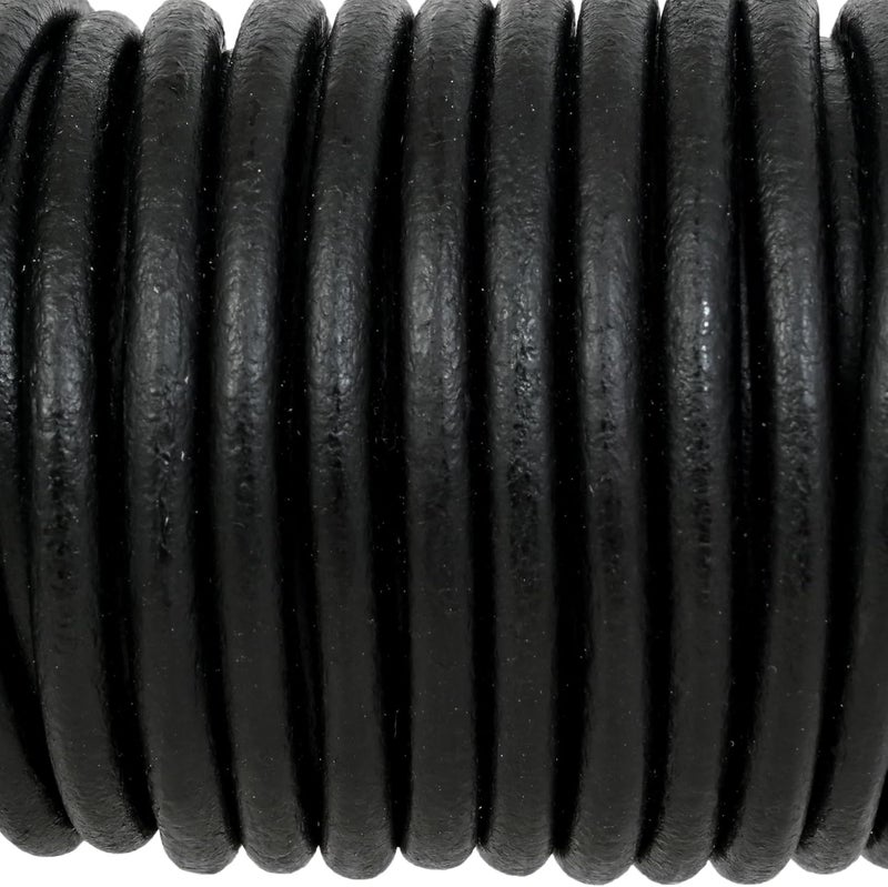 GENIQUE Real/Genuine Round Leather String Cord for Necklace, Bracelets, Jewellery, Braiding (Black Distressed, 4mm) - Image 4
